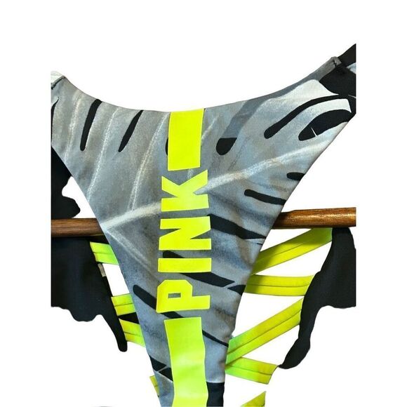 PINK Ultimate Racerback Sports Bra Palm Print Crisscross Back Activewear - Picture 4 of 7